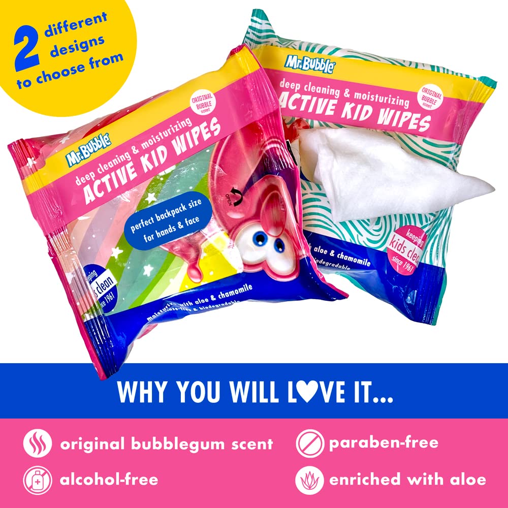 Mr. Bubble Deep Cleaning & Moisturizing Active Kid Wipes