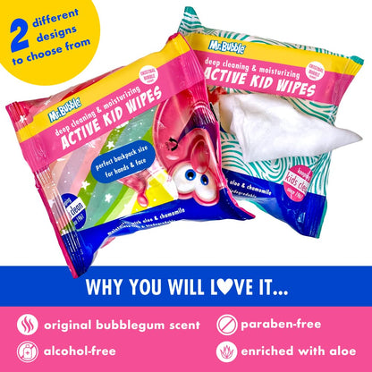 Mr. Bubble Deep Cleaning & Moisturizing Active Kid Wipes