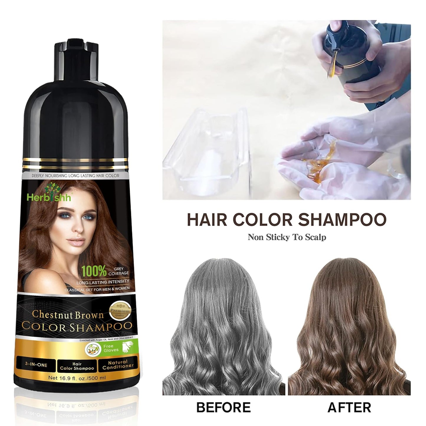 3-in-1 Hair Color Shampoo for Gray Hair
