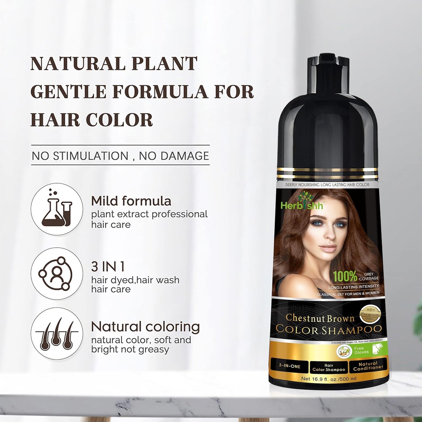 3-in-1 Hair Color Shampoo for Gray Hair
