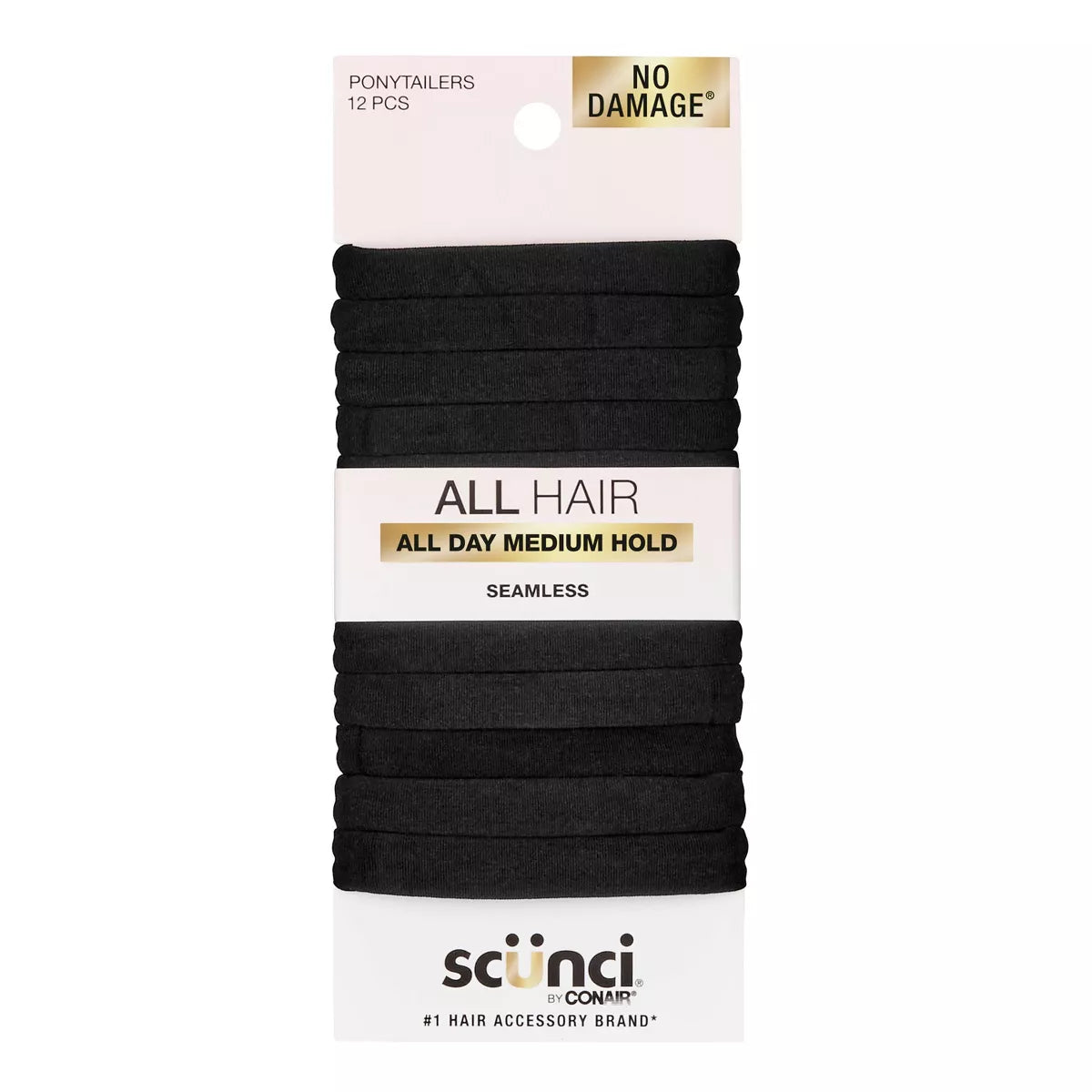 By Conair No Damage Super Comfy Hosiery Elastic Hair Tie Ponytailers (12pcs)