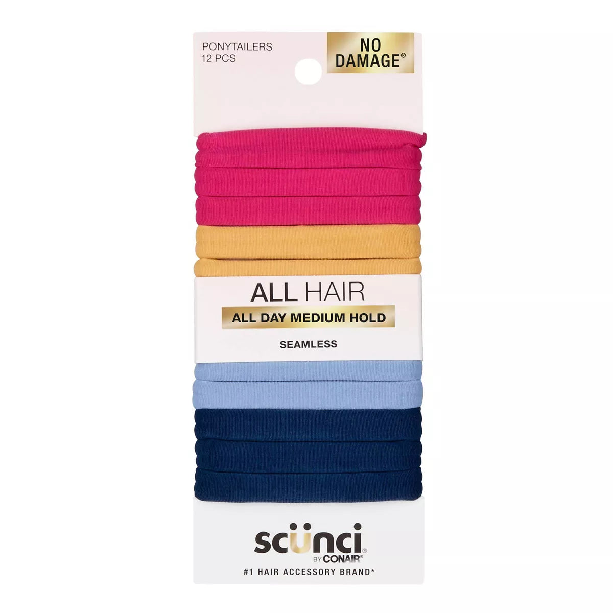 By Conair No Damage Super Comfy Hosiery Elastic Hair Tie Ponytailers (12pcs)